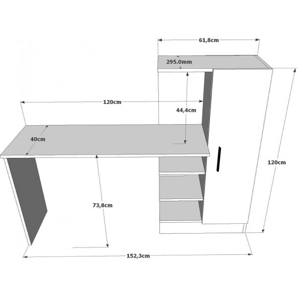 Bureau Laura 152,3x40 cm - Pin/blanc Bureau Laura 152,3x40 cm - Pin/blanc