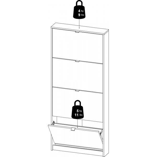 Meuble  chaussures  4 compartiments - Noir