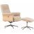 Hagn fauteuil fauteuil met voetenbank - Beige schapenvacht imitatie/geolied eiken + Textielreiniging voor meubels