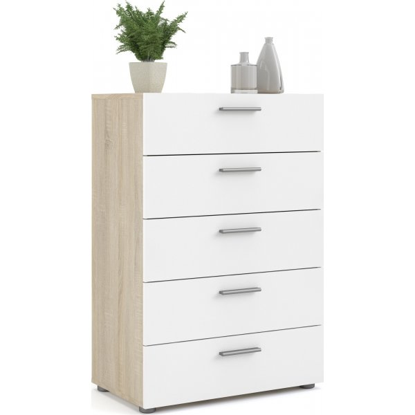 Pepe ladekast met 5 lades - Eiken/wit Pepe ladekast met 5 lades - Eiken/wit