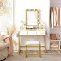 Nelli sminkbord 90 x 40 cm - Vit/guld