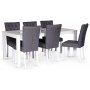 Milla matgrupp; matbord 180x90 cm med 6 st gra Crocket matstolar