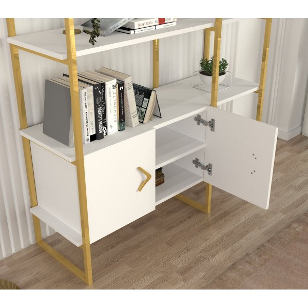 Bibliothèque Santana - Blanc/or Bibliothèque Santana - Blanc/or