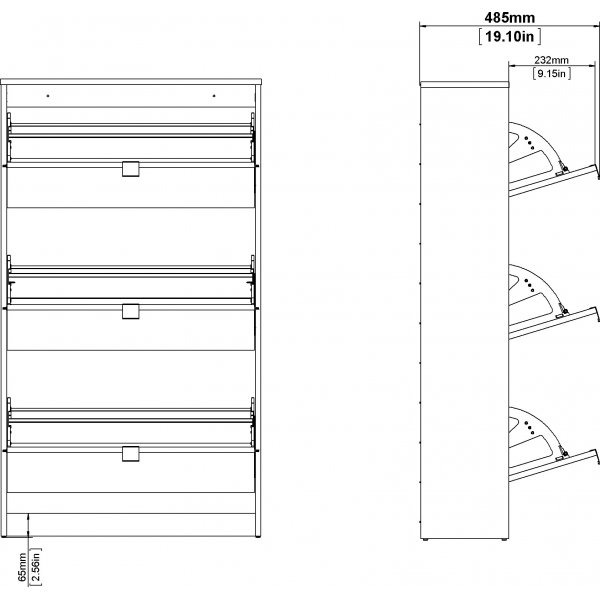 Shoes djupt skoskp med 3 fack - Ek/vit