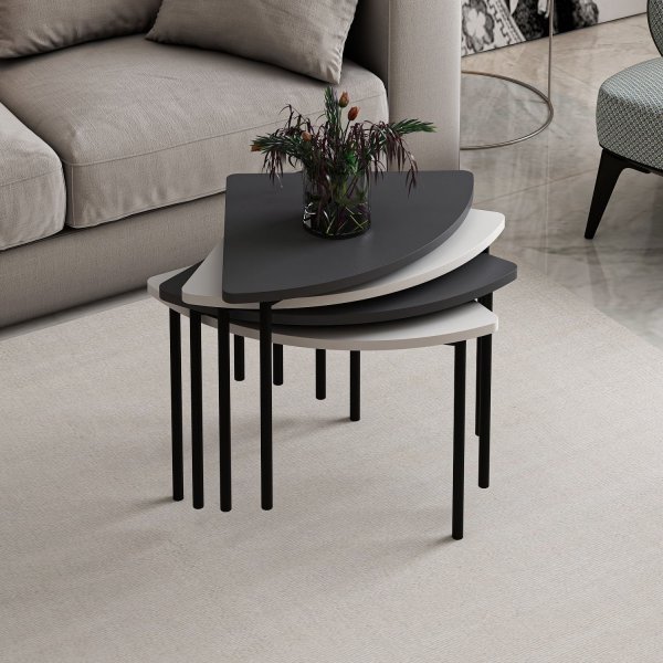 Table basse Emma Ø90 cm - Blanc/anthracite Table basse Emma Ø90 cm - Blanc/anthracite