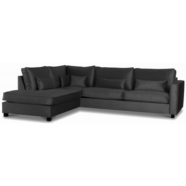 Canap Adore Lounge XL extrmit ouverte gauche - Gris fonc (velours)
