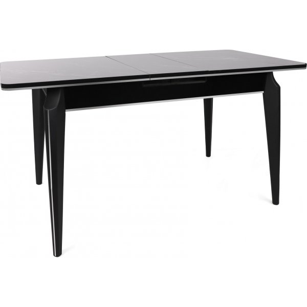 Table à manger Estrela 120-180 x 79 cm - Noir/argent Table à manger Estrela 120-180 x 79 cm - Noir/argent