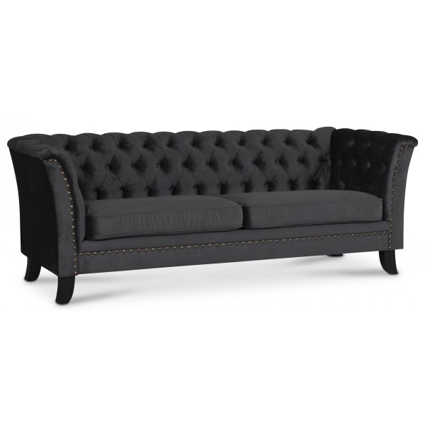 Chesterfield Liverpool 3-sits soffa - Antracit sammet