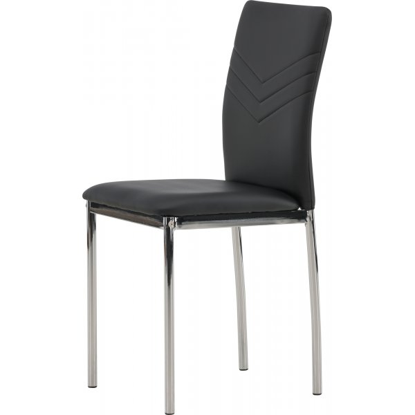 Chaise de salle à manger Lily - Noir PU/chrome Chaise de salle à manger Lily - Noir PU/chrome