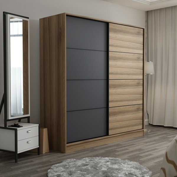 Armoire Kapusta 180 cm - Marron/anthracite/marron Armoire Kapusta 180 cm - Marron/anthracite/marron