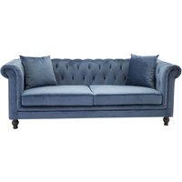 Chesterfield 3-sits soffa Churchill - Blå Sammet Chesterfield 3-sits soffa Churchill - Blå Sammet