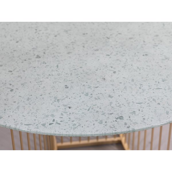 Tiffany Falcon soffbord Ø100 cm - Mässing / Terrazzo glasskiva Tiffany Falcon soffbord Ø100 cm - Mässing / Terrazzo glasskiva