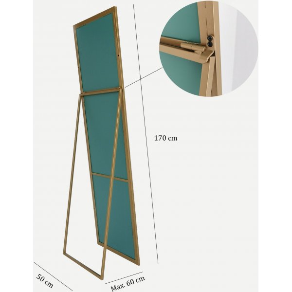 Stoere vloerspiegel 170 cm - Gouden lijst