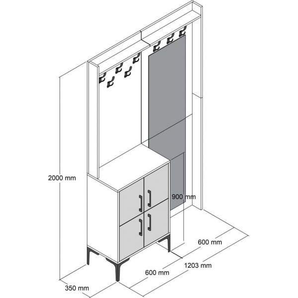 Meuble d'entrée berlinois bc - Noyer/anthracite Meuble d'entrée berlinois bc - Noyer/anthracite