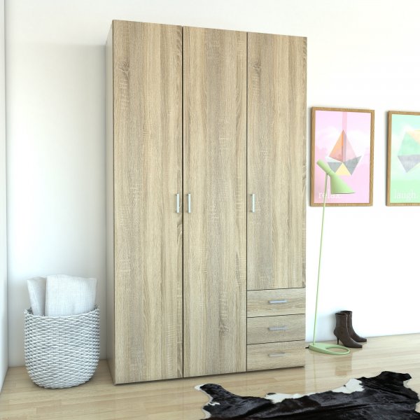 Armoire Space avec 3 portes et 3 tiroirs - Chêne Armoire Space avec 3 portes et 3 tiroirs - Chêne