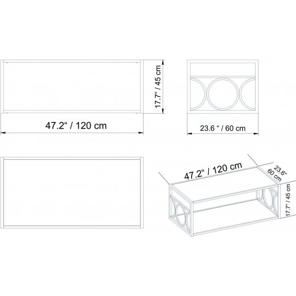 Frederika soffbord 120 x 60 cm - Svart