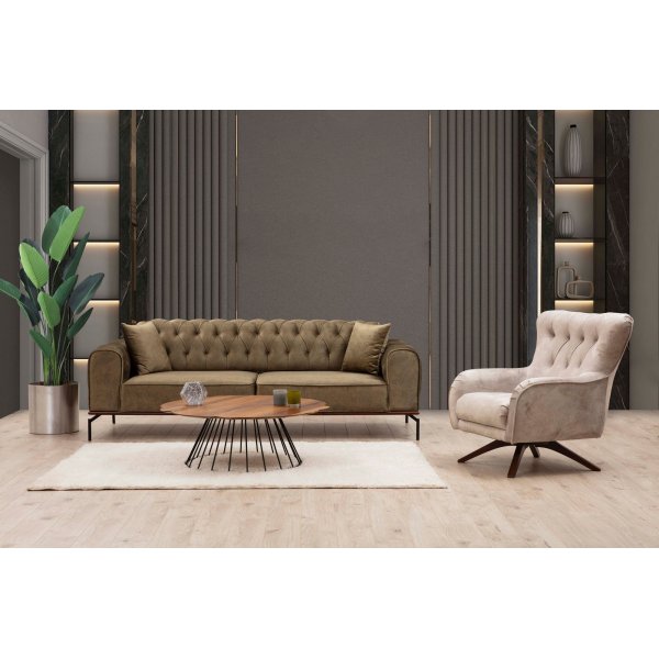 Siesta Capitone 3-sits soffa - Brun Siesta Capitone 3-sits soffa - Brun