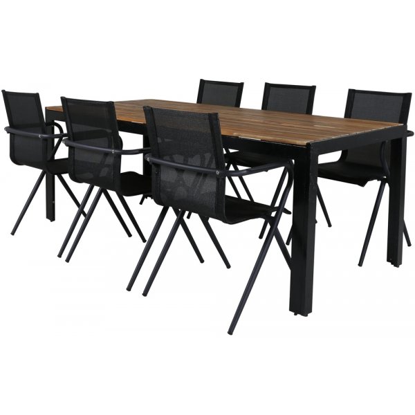 Bois utematgrupp med 6 st Alina stolar - Svart/Natur Bois utematgrupp med 6 st Alina stolar - Svart/Natur