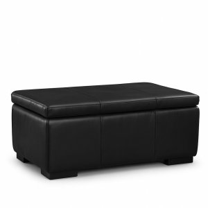Fotpall med förvaring 90x60 cm - Svart anilinläder Fotpall med förvaring 90x60 cm - Svart anilinläder