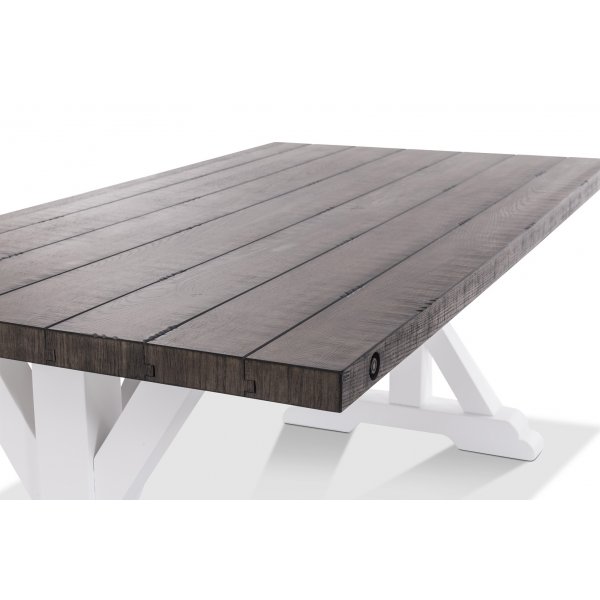 Provence matbord 230 cm - Vit / Brun