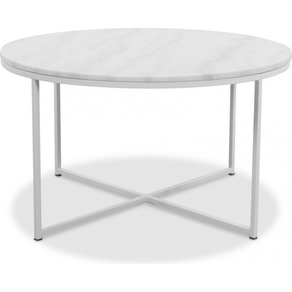 Maryland soffbord 85 cm - Vit äkta Marmor / Vit