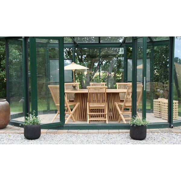 Salt utematgrupp ovalt matbord 200 cm med 6 st matstolar - Teak + Textilskydd fr mbler