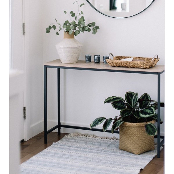 Canvas consoletafel 100 x 30 cm - Grenen/zwart