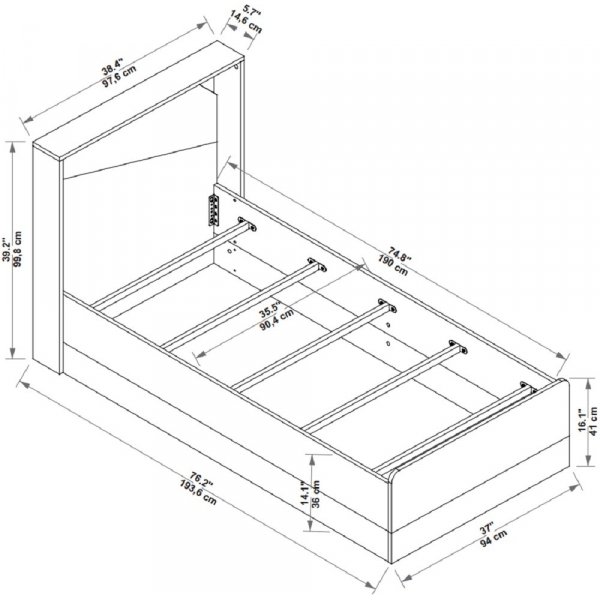 Lit simple Sneker 190 x 90 cm - Pin/beige Lit simple Sneker 190 x 90 cm - Pin/beige