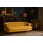 Soffa 235 cm bred i gul sammet chesterfield