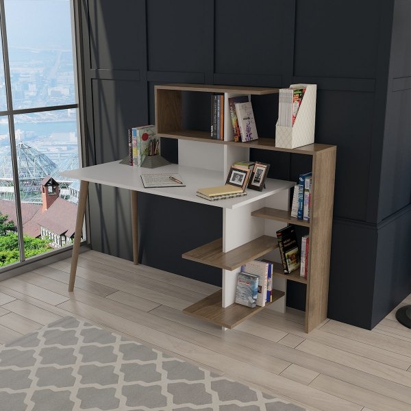 Uzay skrivbord 141,8x60 cm - Valnöt/vit Uzay skrivbord 141,8x60 cm - Valnöt/vit