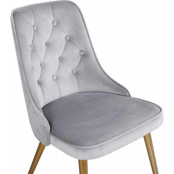 Chaise de salle à manger Alice Deluxe - Gris clair/laiton Chaise de salle à manger Alice Deluxe - Gris clair/laiton