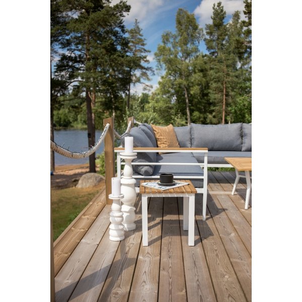 Groupe de canapés d\\\'angle Mexico - Blanc/teck Groupe de canapés d\\\'angle Mexico - Blanc/teck