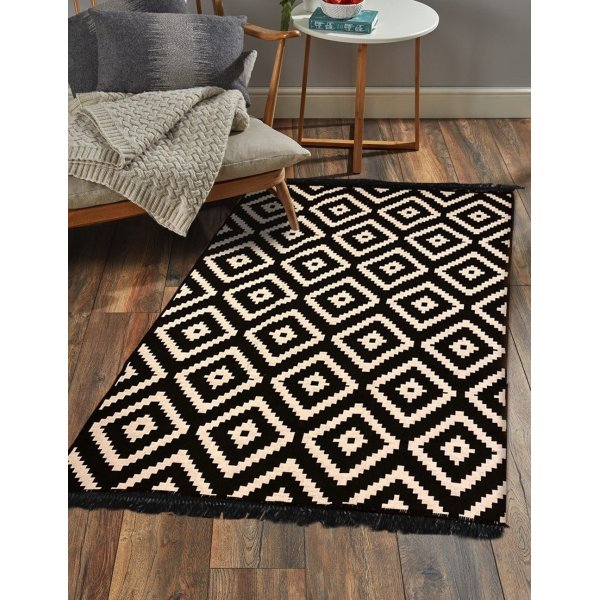 Intersect matta 150 x 80 cm - Svart/vit