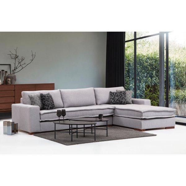 Canap divan droit Lena - Gris clair