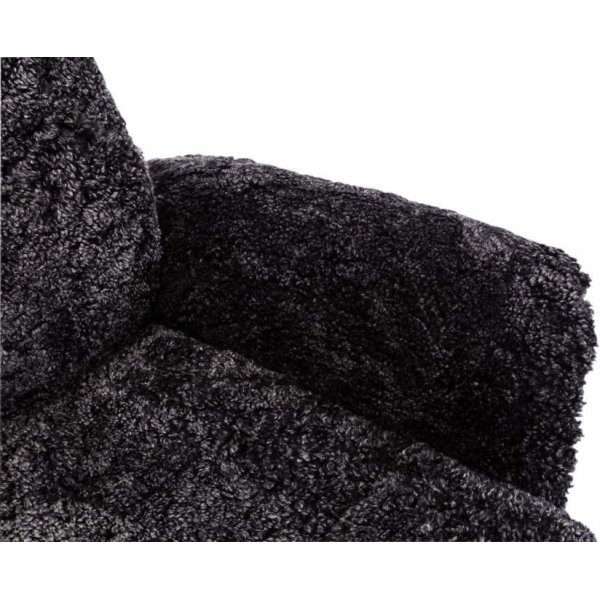 Ulla f�t�lj med fotpall i f�rskinn - Antracit / Whitewash / Krom