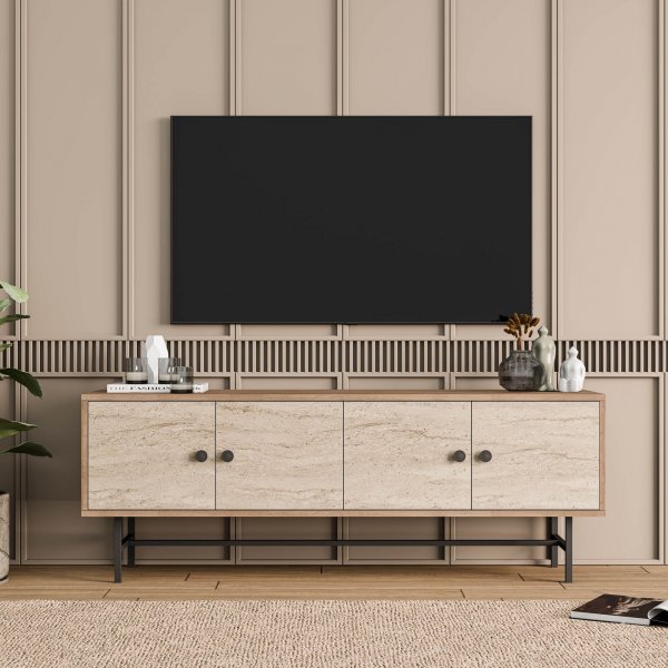 Diamond TV-bänk - Ek/travertin Diamond TV-bänk - Ek/travertin