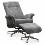 Relaxfauteuil met voetenbank in echt schapenvacht zwart/grafietgrijs - Ulla + Textielreiniging voor meubels