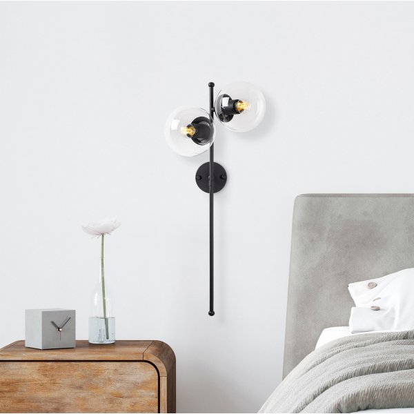 Facetgeslepen wandlamp 10415 - Zwart