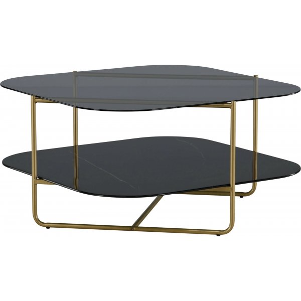 Fred soffbord 85 x 85 cm - Svart/mssing