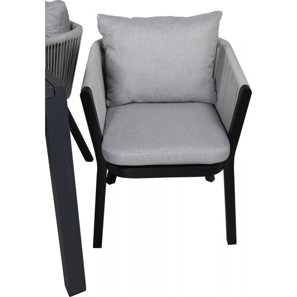 Marbella utematgrupp med 4 st Virya stolar - Svart/Grå Marbella utematgrupp med 4 st Virya stolar - Svart/Grå