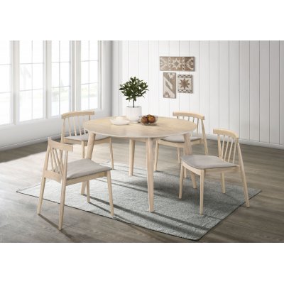 Florence matgrupp i whitewash; runt matbord med 4 st Florence stolar