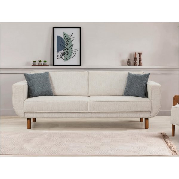 Canap lit Berjer 3 places - Crme/noyer