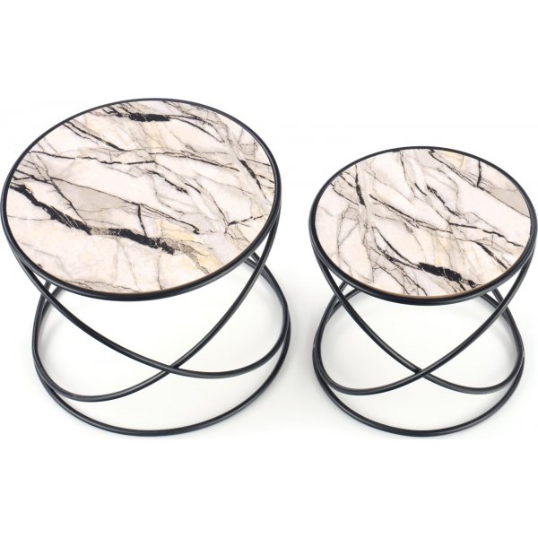 Table basse Mille Ø40/50 cm - Marbre blanc/noir Table basse Mille Ø40/50 cm - Marbre blanc/noir