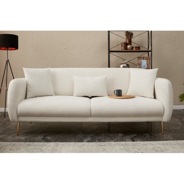 Simena 3-sits soffa - Gräddvit/guld Simena 3-sits soffa - Gräddvit/guld
