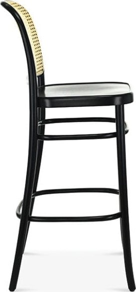 Tabouret de bar No 811 avec dossier en rotin - Couleur du cadre au choix Tabouret de bar No 811 avec dossier en rotin - Couleur du cadre au choix