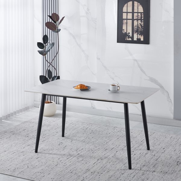 Inez matbord med keramisk vit matt marmor - 140x80 cm Inez matbord med keramisk vit matt marmor - 140x80 cm