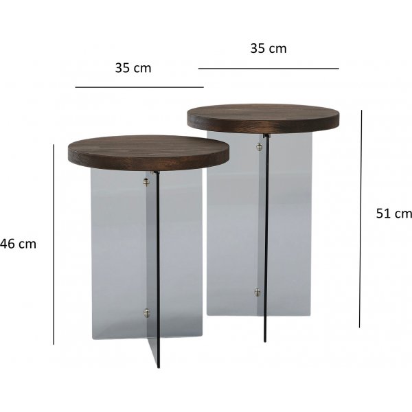 Serenity bijzettafelset Ø35/35 cm - Walnoot/donkergrijs Serenity bijzettafelset Ø35/35 cm - Walnoot/donkergrijs