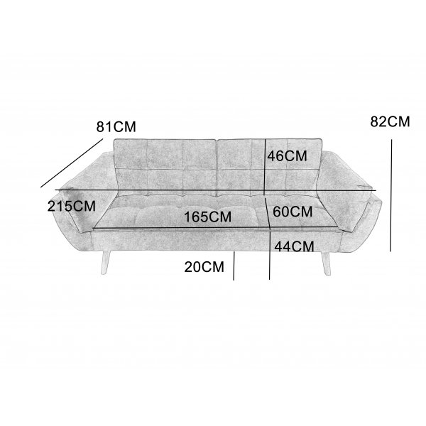 Bäddsoffa Lund – Ljusgrå tyg | 215 cm Bäddsoffa Lund – Ljusgrå tyg | 215 cm