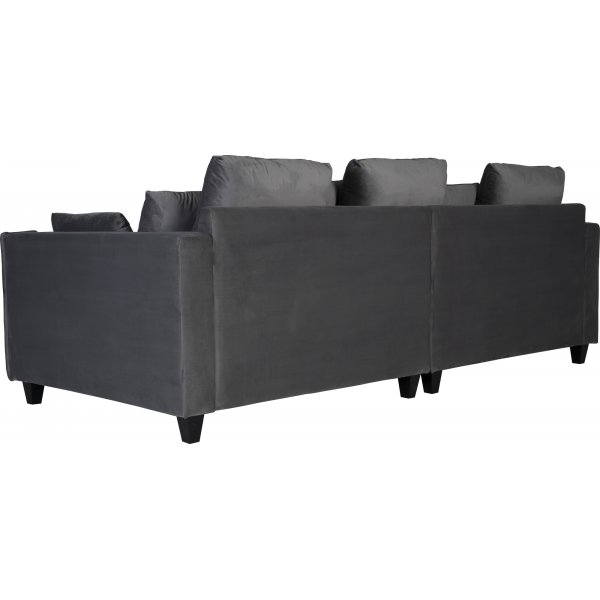 Soffa 250 cm bred mörkgrå sammet 114 cm djup Soffa 250 cm bred mörkgrå sammet 114 cm djup