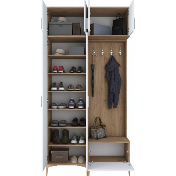 Meuble d\\\'entrée Esa 120 x 37,5 x 240 cm - Noyer/blanc Meuble d\\\'entrée Esa 120 x 37,5 x 240 cm - Noyer/blanc